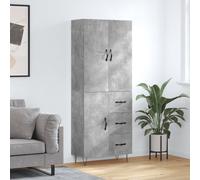 vidaXL Mueble alto, color gris hormigón, 69,5 x 34 x 180 cm, fabricado en material de madera