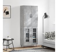 vidaXL Mueble alto, color gris hormigón, 69,5 x 34 x 180 cm, fabricado en material de madera