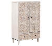 vidaXL Mueble Alto con cajón 60 x 33,5 x 100 cm Madera de Mango Maciza, Almacenamiento para Sala, Moderno Armario Alto, Consola Rectangular, Mueble Elegante, Estante Funcional
