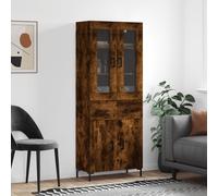 vidaXL Mueble alto de madera, color roble ahumado, 69,5 x 34 x 180 cm