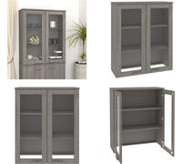 vidaXL Mueble alto superior HAMAR, gris claro, 85x35x100 cm, madera maciza - Módulo superior para mueble alto - Módulos superiores para mueble alto - Módulo para mueble alto - Módulo de madera maciza 