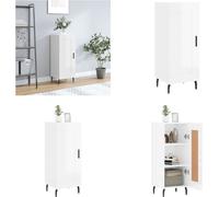 vidaXL Mueble aparador blanco brillante de 34,5 x 34 x 90 cm, fabricado en material de madera - Aparador - Aparadores - Armario - Mueble de almacenamiento