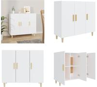 vidaXL, mueble aparador blanco de 90x34x80 cm, fabricado en material de madera. - Aparador - Aparadores - Armario - Estantería