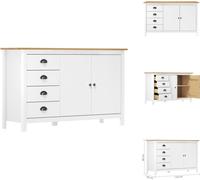 vidaXL Mueble aparador Hill, blanco, 130x40x80 cm, madera maciza de pino - Aparadores
