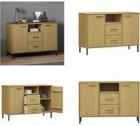 vidaXL Mueble aparador OSLO con patas de metal, color marrón, 113x40x77 cm, madera maciza. - Aparador - Aparadores - Armario - Estantería