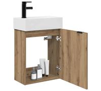vidaXL Mueble bajo lavabo con grifo de roble Artisan, elegante armario de baño, moderno espacio de almacenamiento, organizador inteligente, armario de madera pensado para cualquier espacio