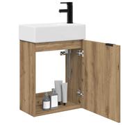 vidaXL Mueble bajo lavabo con grifo de roble Artisan, elegante armario de baño, moderno espacio de almacenamiento, organizador inteligente, armario de madera pensado para cualquier espacio