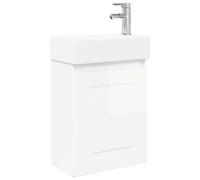 vidaXL: Mueble bajo lavabo para baño con grifo, blanco brillante