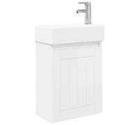 vidaXL: Mueble bajo lavabo para baño con grifo, blanco brillante
