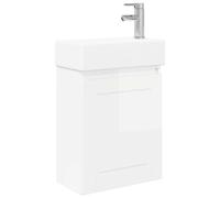 vidaXL: Mueble bajo lavabo para baño con grifo, blanco brillante