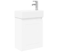 vidaXL Mueble bajo lavabo para baño con grifo, color blanco