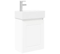 vidaXL Mueble bajo lavabo para baño con grifo, color blanco