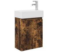vidaXL Mueble bajo lavabo para baño con grifo, color roble ahumado