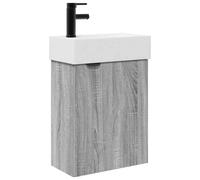 vidaXL Mueble bajo lavabo para baño con grifo, color Sonoma gris