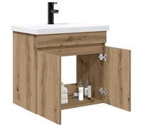 vidaXL Mueble bajo lavabo para baño con grifo de roble Artisan, elegante organizador de baño, moderno almacenamiento para lavabo, elegante armario con diseño pequeño