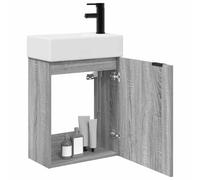 vidaXL Mueble bajo lavabo para baño con grifo gris Sonoma, elegante armario de baño, moderno espacio de almacenamiento, organizador inteligente, armario de madera pensado para cualquier espacio