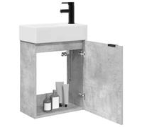 vidaXL Mueble bajo lavabo para cuarto de baño con grifo gris hormigón, elegante armario de baño, moderno espacio de almacenamiento, organizador inteligente, armario de madera pensado para cualquier