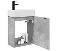 vidaXL Mueble bajo lavabo para cuarto de baño con grifo gris hormigón, elegante armario de baño, moderno espacio de almacenamiento, organizador inteligente, armario de madera pensado para cualquier