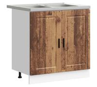 vidaXL Mueble Bajo para Fregadero Porto 2 pcs Madera contrachapada Madera Vieja