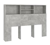 vidaXL Mueble Cabecero Armario de Cama con Almacenaje Pared Dormitorio Estantería Habitación Libros Decoraciones Gris Hormigón 140x19x103,5 cm