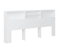 vidaXL Mueble Cabecero Armario de Cama con Almacenaje Pared Dormitorio Estantería Habitación Libros Decoraciones Blanco 220x19x103,5 cm