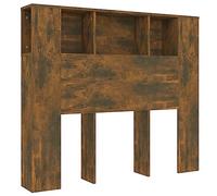 vidaXL Mueble cabecero armario para cama con almacenaje y estantería Roble ahumado 120×18,5×102,5 cm