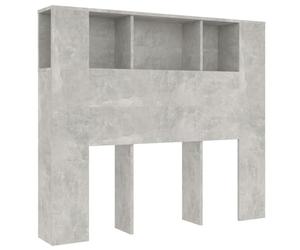 vidaXL Mueble Cabecero Armario de Cama con Almacenaje Pared Dormitorio Estantería Habitación Libros Decoraciones Gris Hormigón 120x18,5x102,5 cm