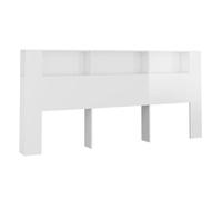 vidaXL Mueble cabecero con armario y estantería 220x18,5x104,5 cm Blanco brillante