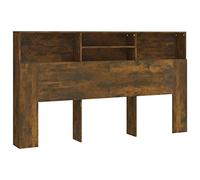 vidaXL Cabecero-armario con almacenaje para cama, estantería de pared Roble ahumado 180x19x103,5 cm