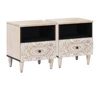 vidaXL Mueble cama 2 pcs 40 x 33 x 46 cm Madera de mango maciza