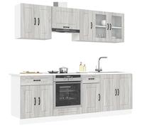 vidaXL Mueble cocina Kalmar 8 pzas madera contrachapada, conjunto de unidades de cocina, conjunto de gabinetes, estante de almacenamiento