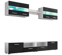 vidaXL Mueble Comedor Salón TV Completo Moderno Leds Negro 5 Piezas Módulos