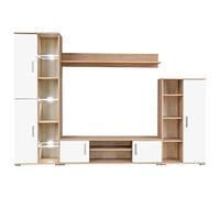 vidaXL Mueble Comedor Salón TV Completo Moderno Roble Sonoma Blanco LED Módulo