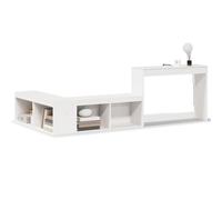 vidaXL Mueble con escritorio madera maciza pino 232x112x75 cm en color Natural/Blanco/Marrón cera | estructura resistente ideal para salón dormitorio o estudio