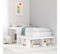 vidaXL Mueble con escritorio madera maciza pino 232x112x75 cm en color Natural/Blanco/Marrón cera | estructura resistente ideal para salón dormitorio o estudio