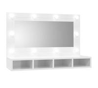 vidaXL Mueble con espejo y LED color 90x31,5x62 cm en color Roble ahumado/Madera antigua/Blanco brillante y más | almacenamiento funcional diseño moderno para baño dormitorio sala