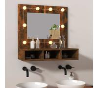 vidaXL Mueble con espejo y LED color roble ahumado 60x31,5x62 cm