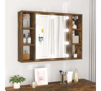 Vidaxl mueble con espejo y led color roble ahumado 76x15x55 cm