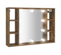 Vidaxl mueble con espejo y led color roble ahumado 76x15x55 cm