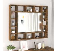 vidaXL Mueble con espejo y LED color roble ahumado 91x15x76,5 cm