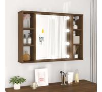Vidaxl mueble con espejo y led color roble marrón 76x15x55 cm