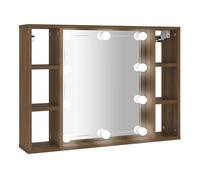 Vidaxl mueble con espejo y led color roble marrón 76x15x55 cm