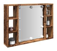 vidaXL Mueble con espejo y LED madera ingeniería envejecida 76x15x55cm