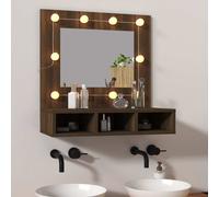 vidaXL Mueble con espejo y LED marrón roble 60x31,5x62 cm