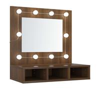 Vidaxl mueble con espejo y led marrón roble 60x31,5x62 cm