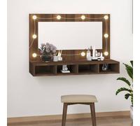 vidaXL Mueble con espejo y LED marrón roble 90x31,5x62 cm