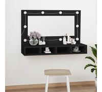 vidaXL Mueble con espejo y LED negro 90x31,5x62 cm