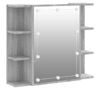 vidaXL Mueble con Espejo y Luces LED Baño Tocador Maquillaje Pared Almacenamiento Armario Organizador Decoración Estante Color Gris Sonoma