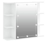 vidaXL Mueble con Espejo y Luces LED Baño Tocador Maquillaje Pared Almacenamiento Mobiliario Armario Organizador Decoración Estante Blanco