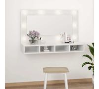 vidaXL Mueble con espejo y luces LED blanco brillante 90x31,5x62 cm